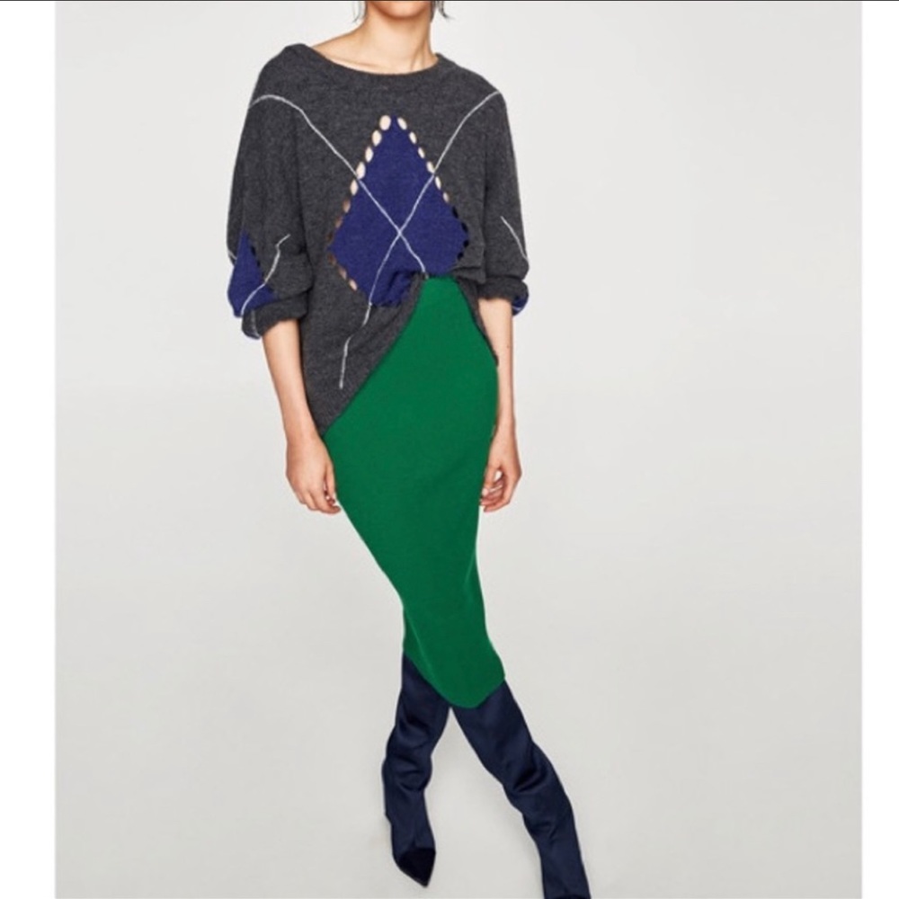 ZARA Knit Ribbed Bandage MIDI Skirt